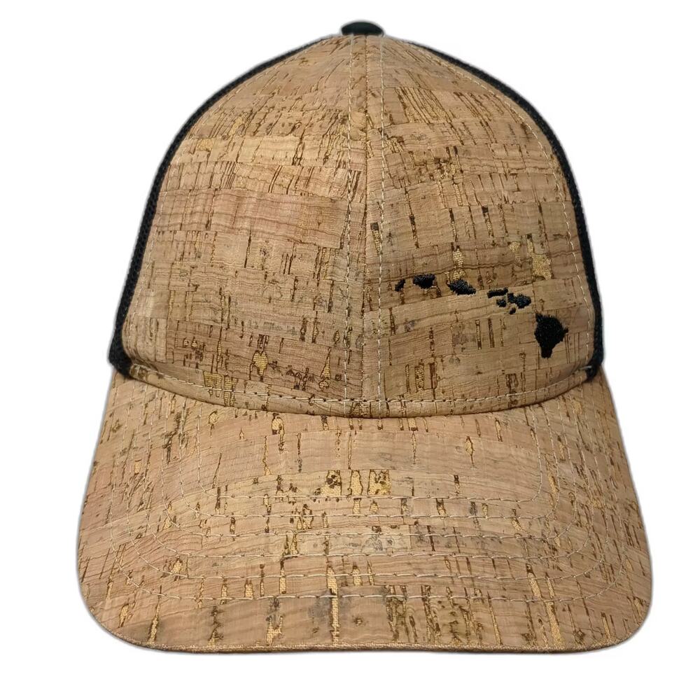 808 Clothing Co. Trucker Hat Brown Black OS Adjustable Cork Hawaii Embroidered